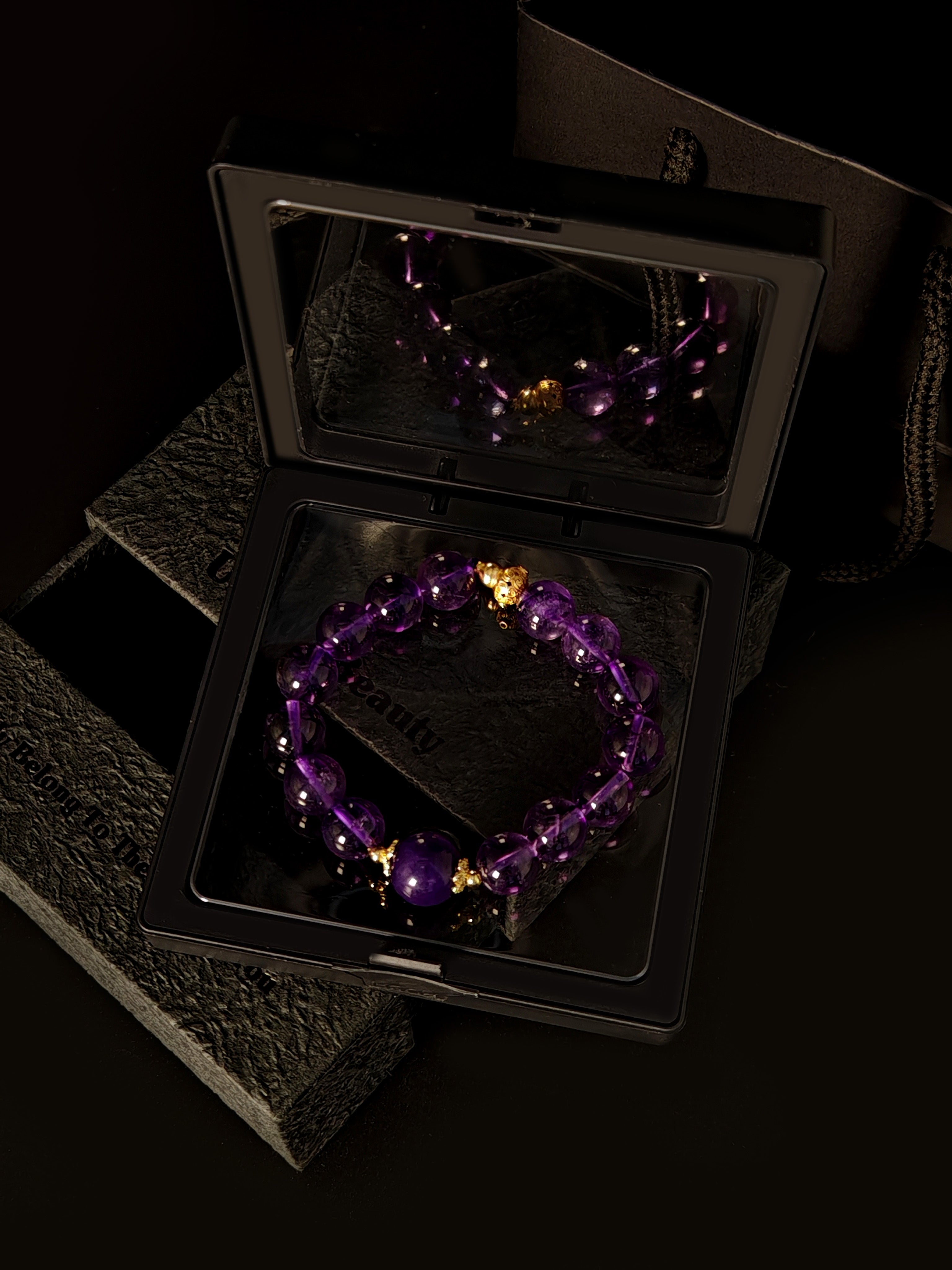 Crystal bracelet for women custom bangle natural purple crystal beads
