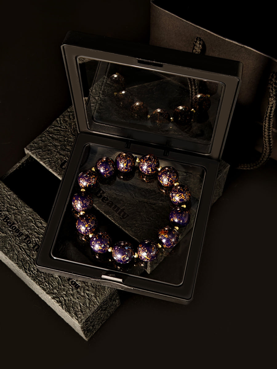 Purple Gold Lacquer Beads Bracelet