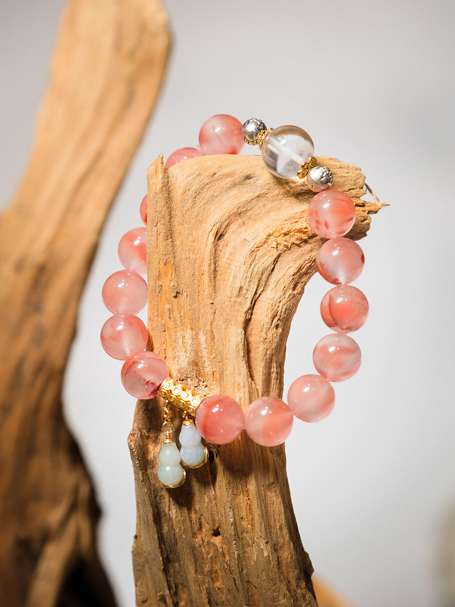 Pink crystal bracelet 18K gold accessories custom bangle real crystal