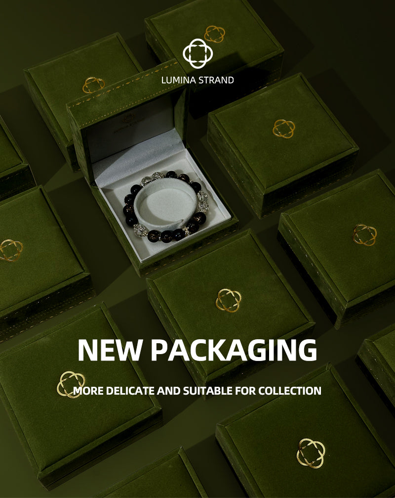 green velvet hot stamping gift box packaging for Lumina Strand bracelet