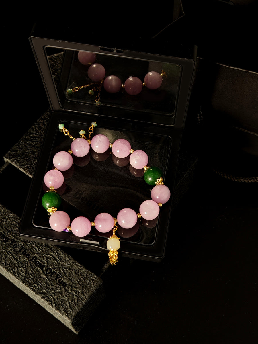 Crystal bracelet for women custom bangle natural purple crystal beads